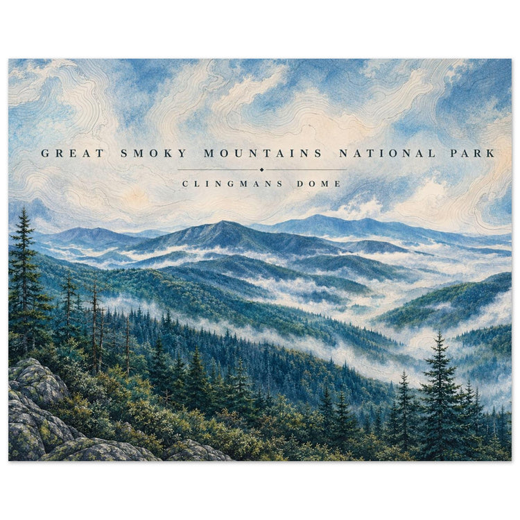 Great Smoky Mountains National Park Stylized Landscape Poster
