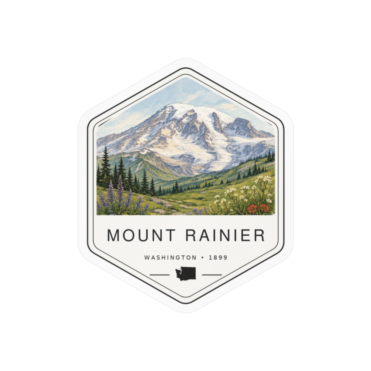 Mount Rainier National Park Badge Sticker