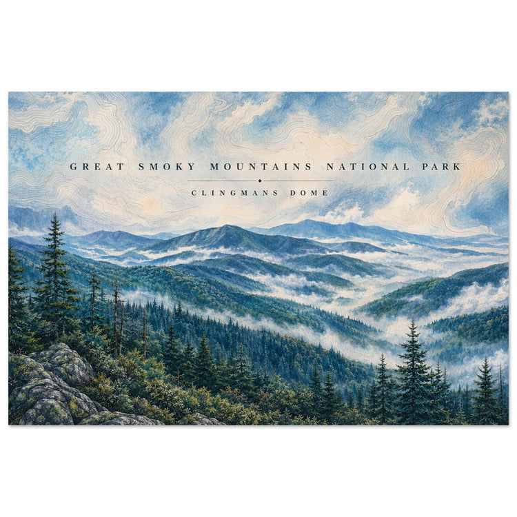 Great Smoky Mountains National Park Stylized Landscape Poster
